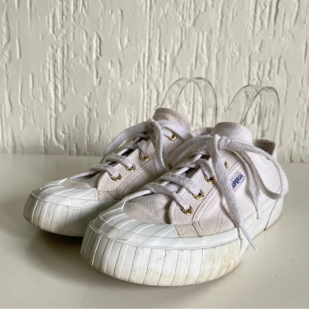 Superga White Canvas Sneakers Size 6.5